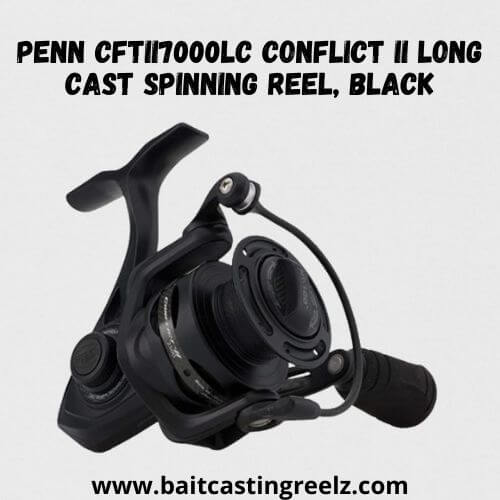 Penn CFTII7000LC Conflict II Long Cast Spinning Reel, Black