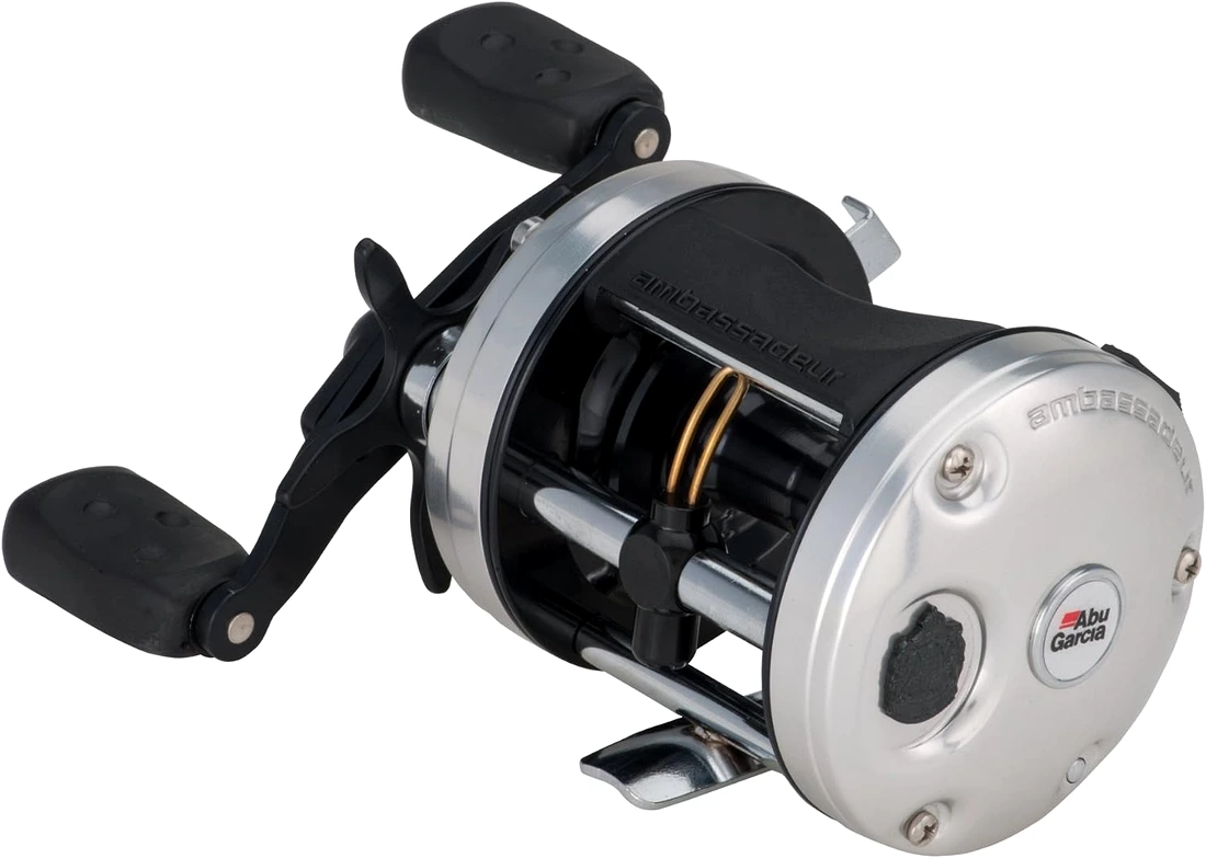 Abu Garcia Ambassadeur 6600 C3 round baitcasting reel on a white background