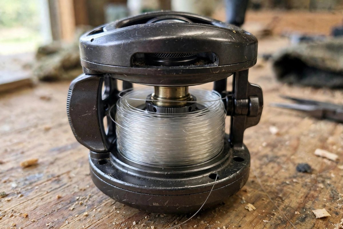 A baitcaster spool that has lost line over the season and sits well below full