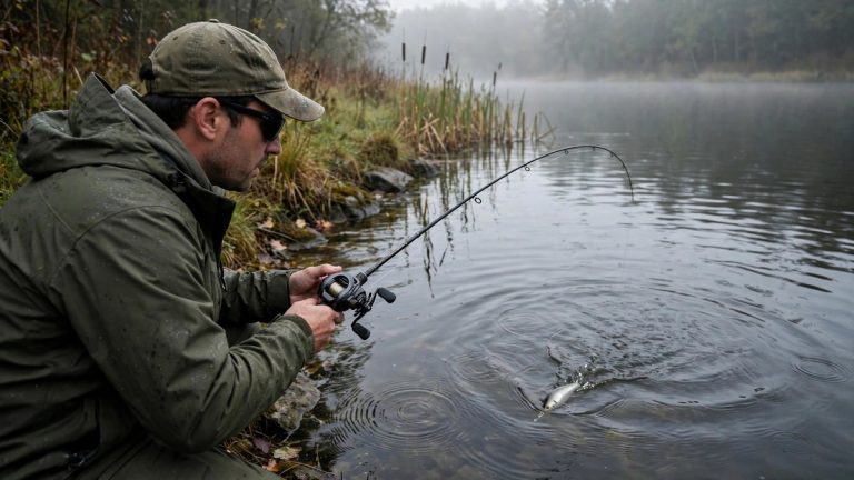 Angler retrieving a crankbait