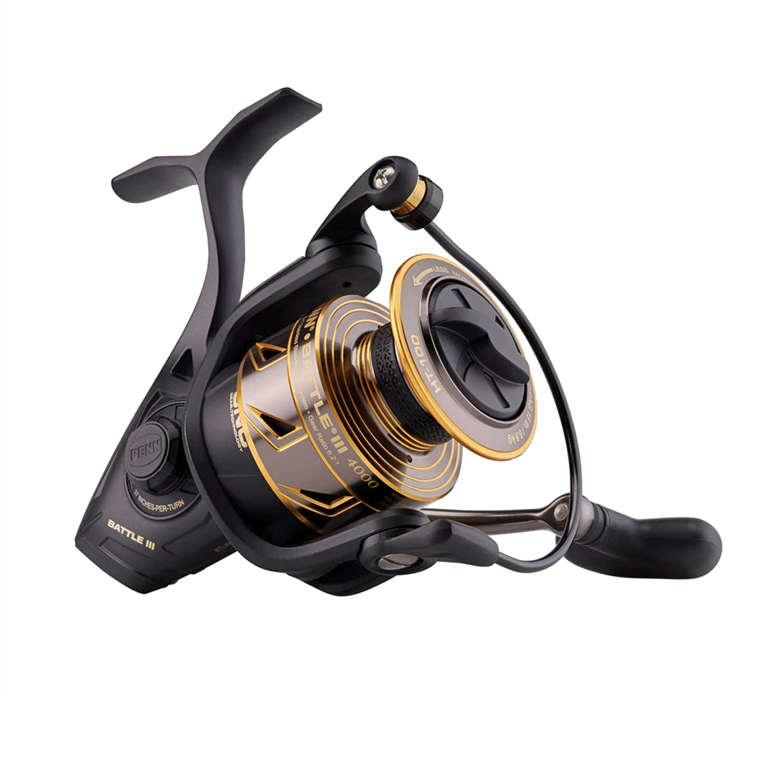 Penn Battle III spinning reel, black and gold