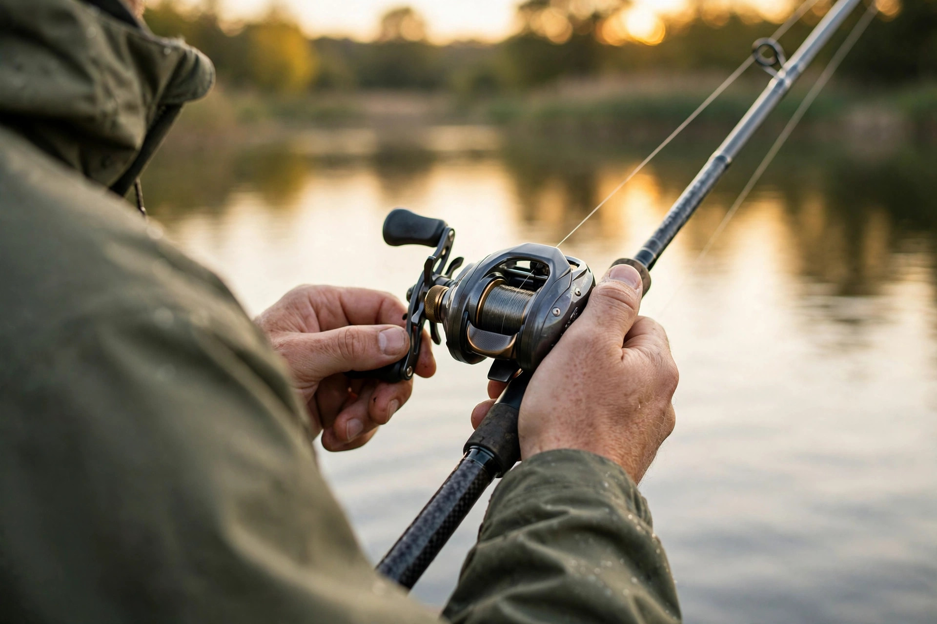 Angler casting a Shimano SLX A 150 baitcasting reel from a bass boat
